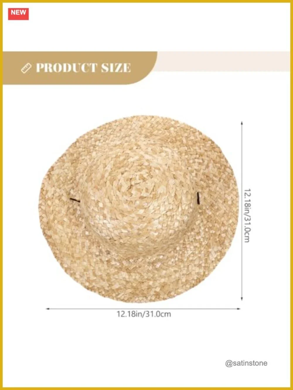 Kids Straw Sun Hat with Adjustable Fit, UPF 15, Lightweight Woven